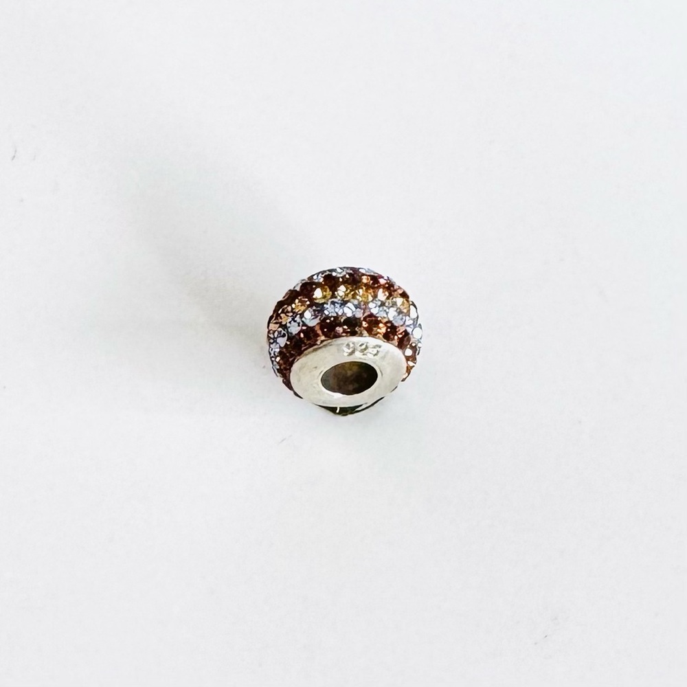 Gold, Bronze and Sky Blue Crystal Charm Bead - Picture 2 of 3